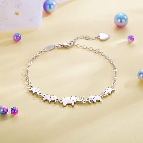 Miniatura 4 de BlingGem Pulsera de elefantes para mujer, plata de ley 925, pulsera de generaciones para abuela, madre, hija, joyería de animales, regalos de
