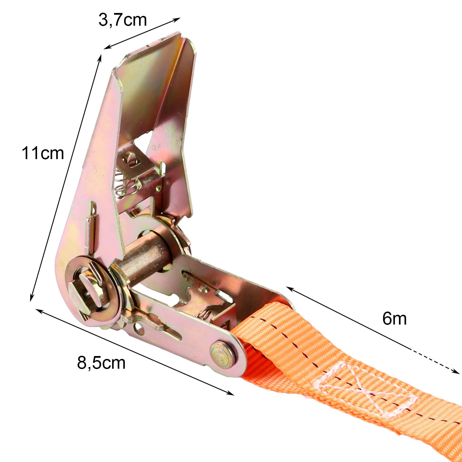YOUNTHYE 10 Pièces Sangles d’Arrimage à Cliquet 6 m x 25 mm, Sangles de Serrage Orange sans Crochet, Boucle en Alliage de Zinc pour Moto, Remorque, Voiture, Bagages, Toit de Voiture et Déménagement