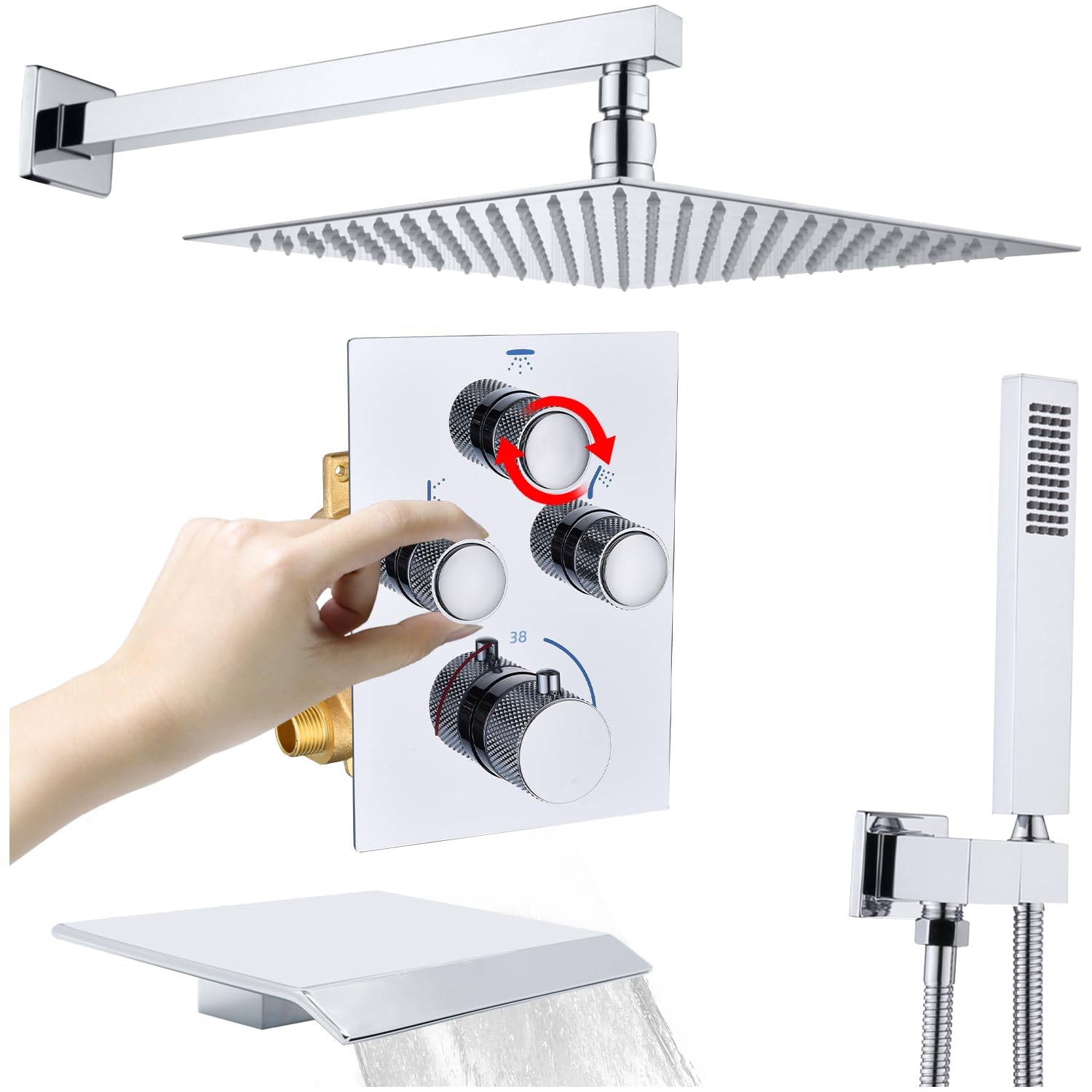 Ensemble de robinet de douche haut de gamme fini chrome avec douchette