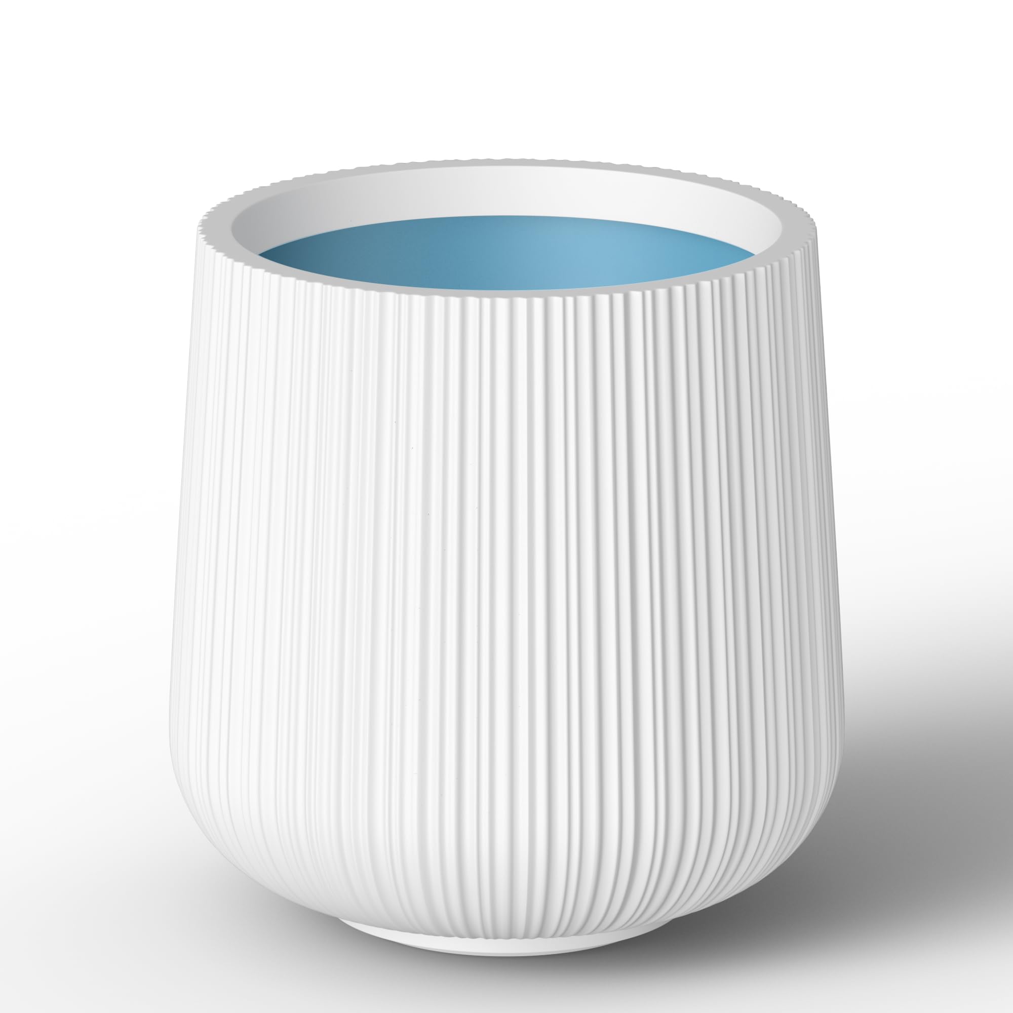 Kante Accent Round Curved White Concrete Planter 13" Dia, Outdoor