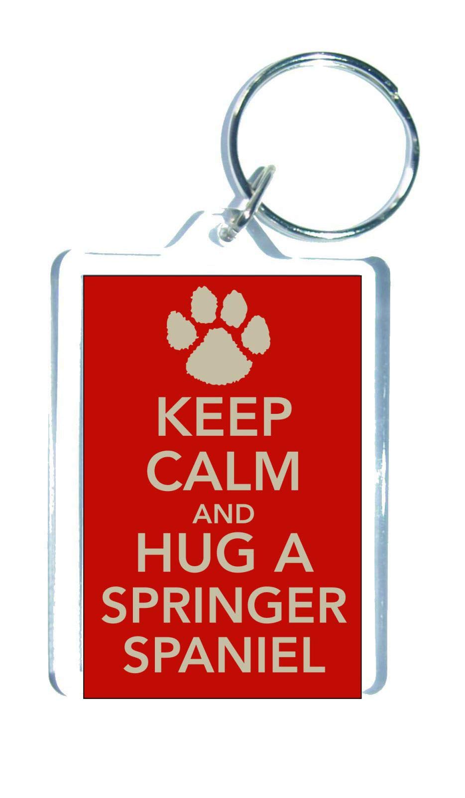 Decalarama Clear Springer Spaniel Keyring Gift - Keep Calm And Hug A Springer Spaniel - Fun Cute Dog Owner Lover Novelty Present