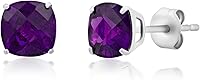 Vista 20 de 925 Sterling Silver Cushion Cut Gemstone Stud Earrings for Women 6MM Hypoallergenic Birthstone Stud Earrings Anti Tarnish Silver Earring Studs