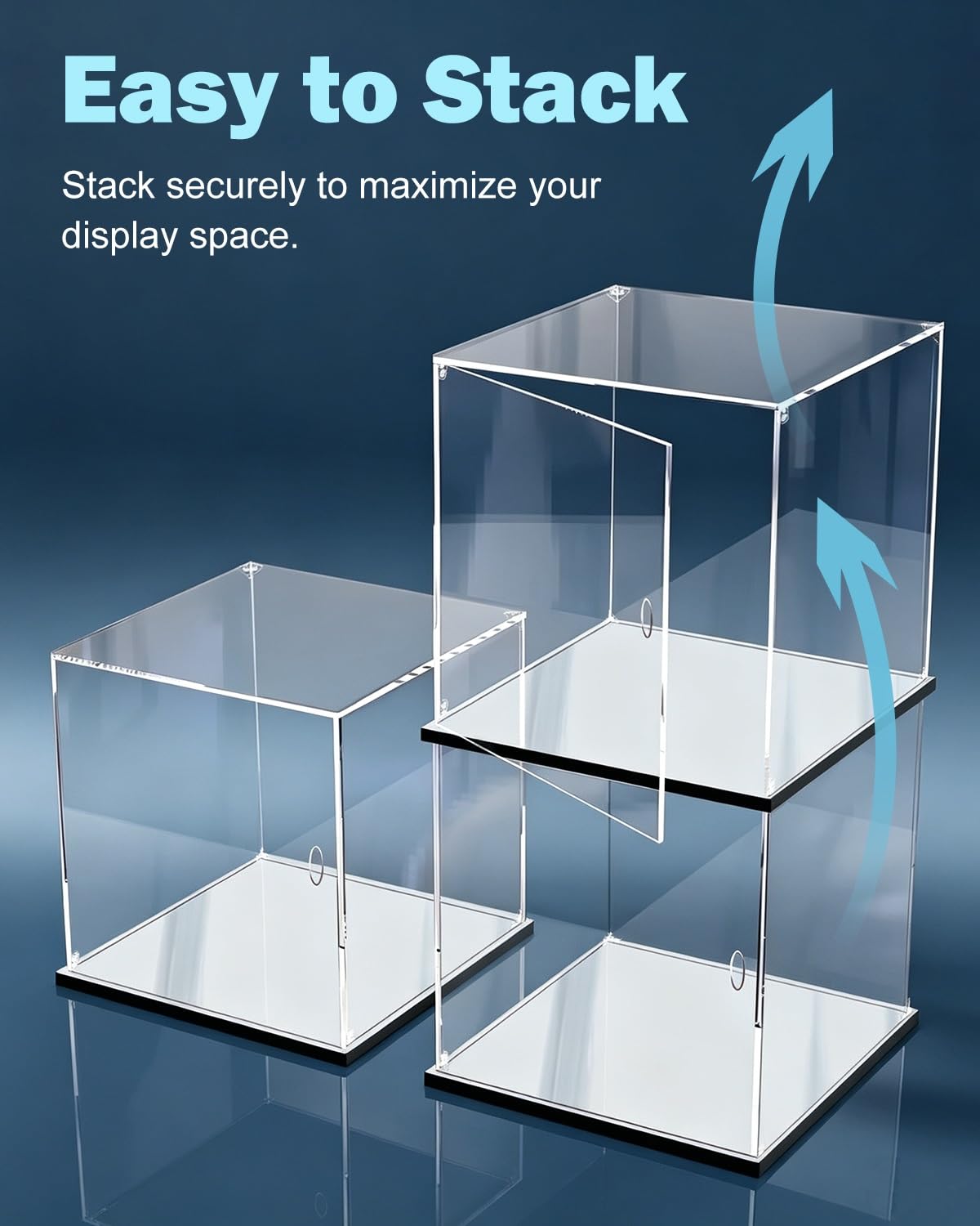 Cajas de Metacrilato Vitrina Expositora de Acrílico con Base de Espejo | Vitrina Transparente con Protección UV y Puerta, Caja de Exhibición de Sobremesa para Figuras de Acción y Maquetas
