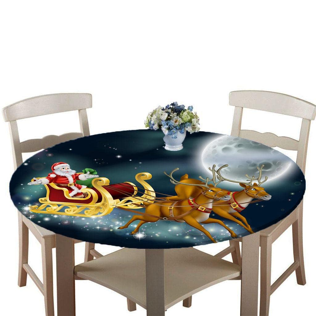 Xmas Theme Waterproof Tablecloth for Round Table 1.2m Dia Elk Santa | Home & Garden | Furniture | Slipcovers-image-48