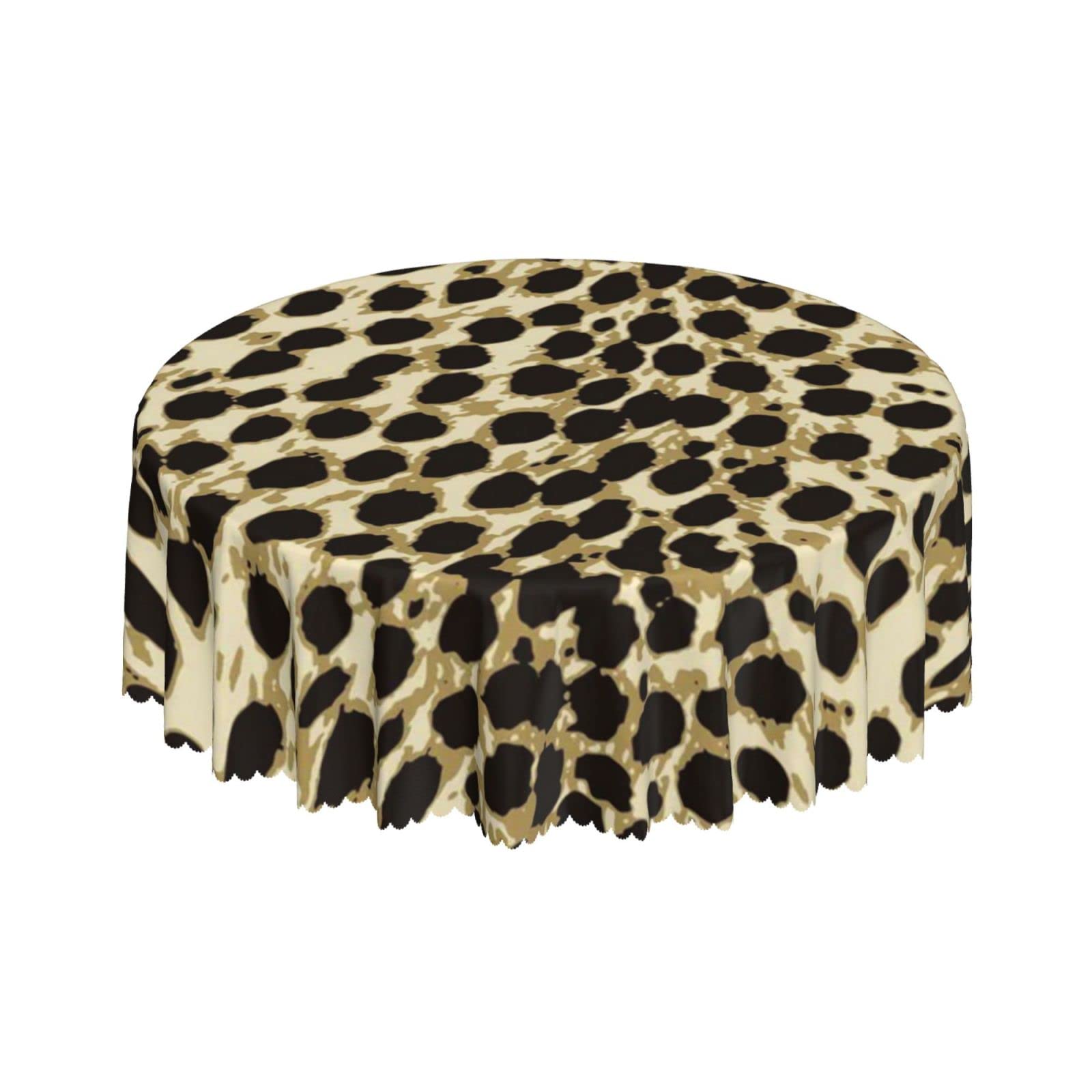 Lsjuee Leopard Animal Skin Texture Round Tablecloth 60 Inch Printed Washable Tablecloth for Dining Party Holiday Fall Home Decorative