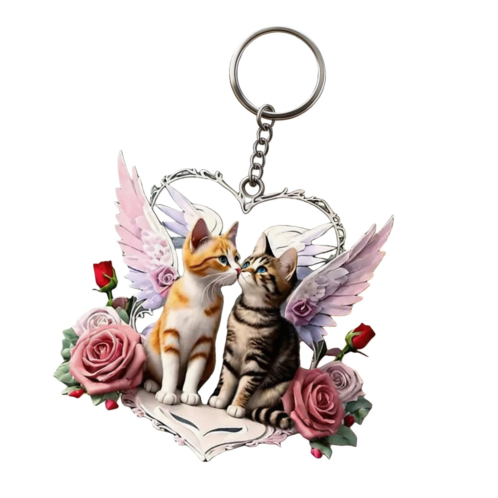 Lovely ABS Playful Felines Shape 2D Acrylic Vehicle Pendant Ornament Perfect for Personalizing Your Ride Car Interior Hanging Ornament