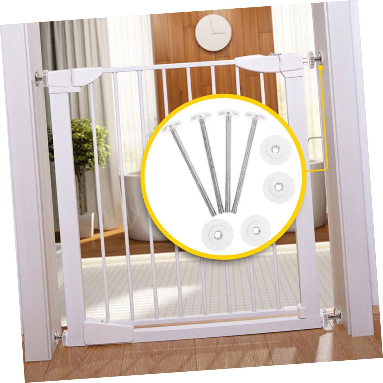 YARNOW 5 Ensembles Pièces De Balustrades De Porte Tiges Clé Partie Les Pièces Boulons Porte De Sécurité pour Bébé Ajustable Portes Grand Monté Enfant Alliage De Zinc Blanche 6 Pièces * 5