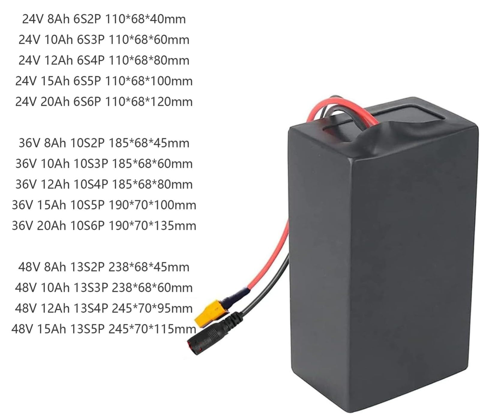 Batteria Per Bici Elettrica 24V 36V 48V 8Ah/10Ah/12Ah/15Ah/20Ah Batteria Ebike Batteria Ricaricabile Con Caricabatterie E BMS