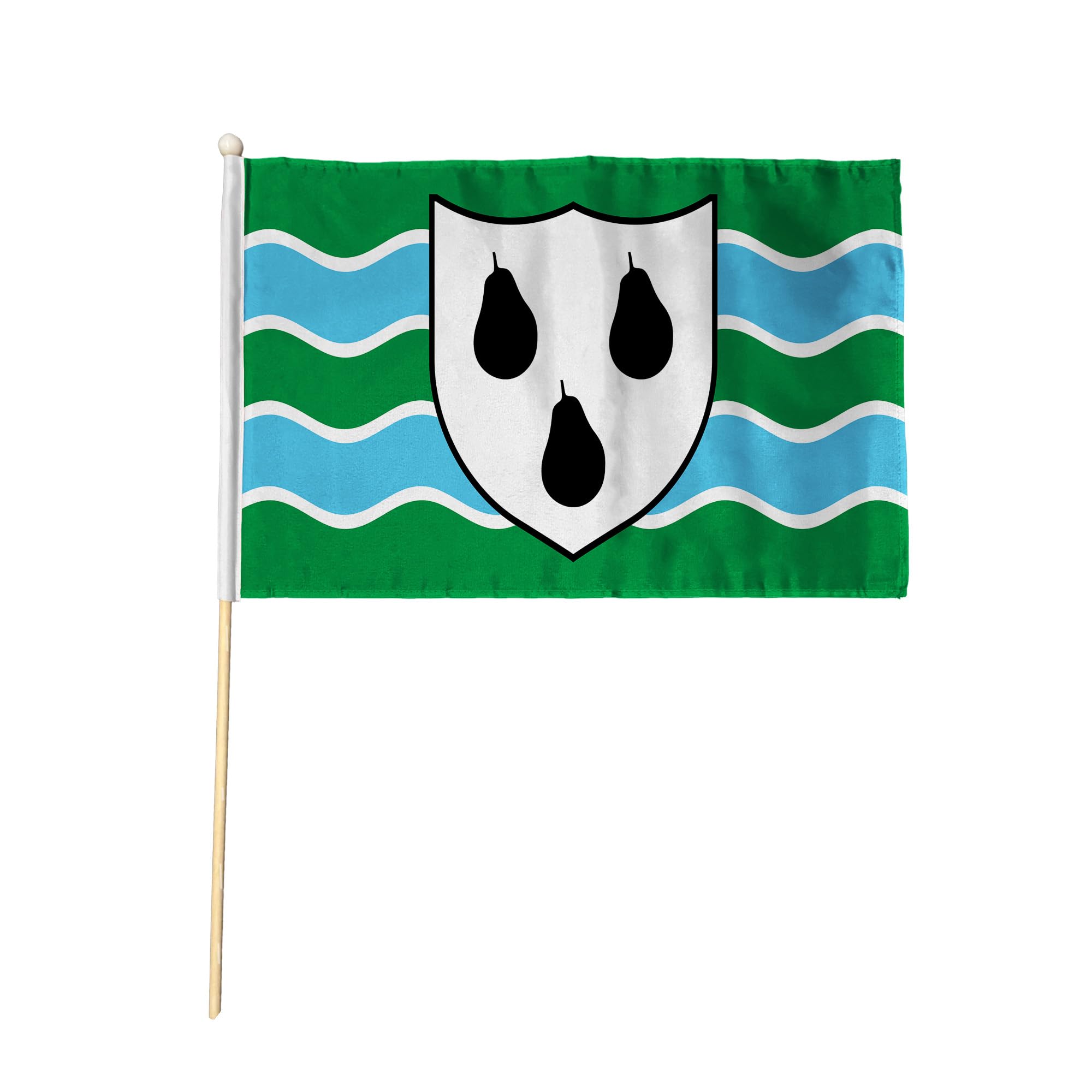 Flagtex Worcestershire New Pack of 12 Hand Waving Flag (9x6 Inch) - Premium Wooden Stick Hand Flag 9x6 Inch Natural Wood Pole Worcs County Flag Current Design Events Parades