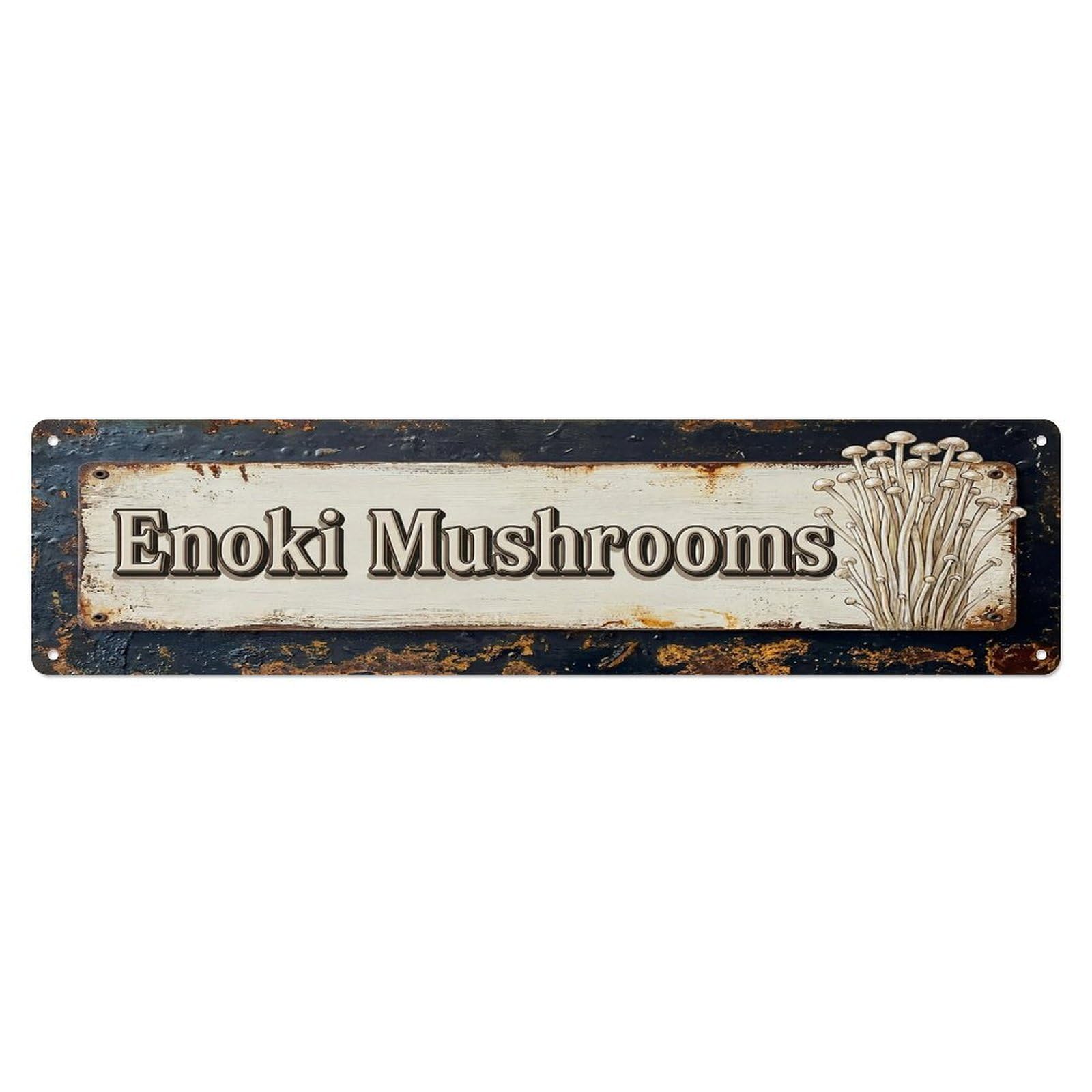 Vintage Enoki Mushrooms Delicate Farmhouse Metal Tin Sign