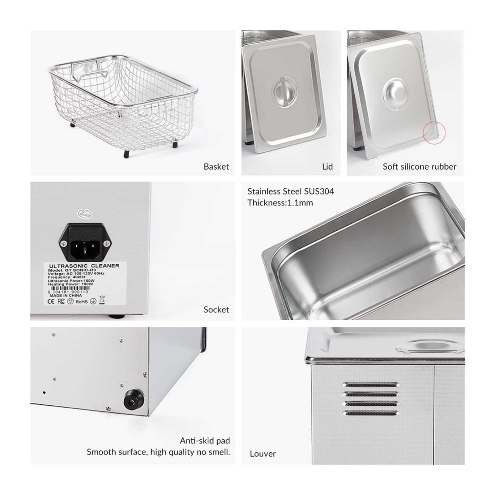 Limpiador ultrasónico Limpiador ultrasónico R3 3L 100W con baño ultrasónico de cesta de desgasificación de calefacción con pantalla digital para uso diario