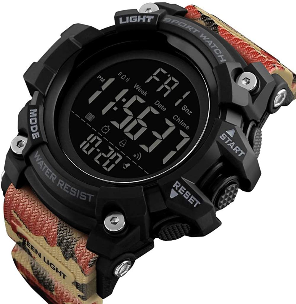 MASTOP Reloj deportivo digital para hombre, cronógrafo, militar, a la moda, impermeable, esfera grande, multifunción, relojes digitales