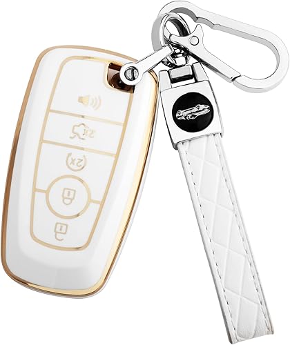 Funda para llavero Ford con llavero, funda protectora para Ford Explorer Fusion Escape Edge Expedition Maverick Mustang Bronco F150 F250 F350 F450