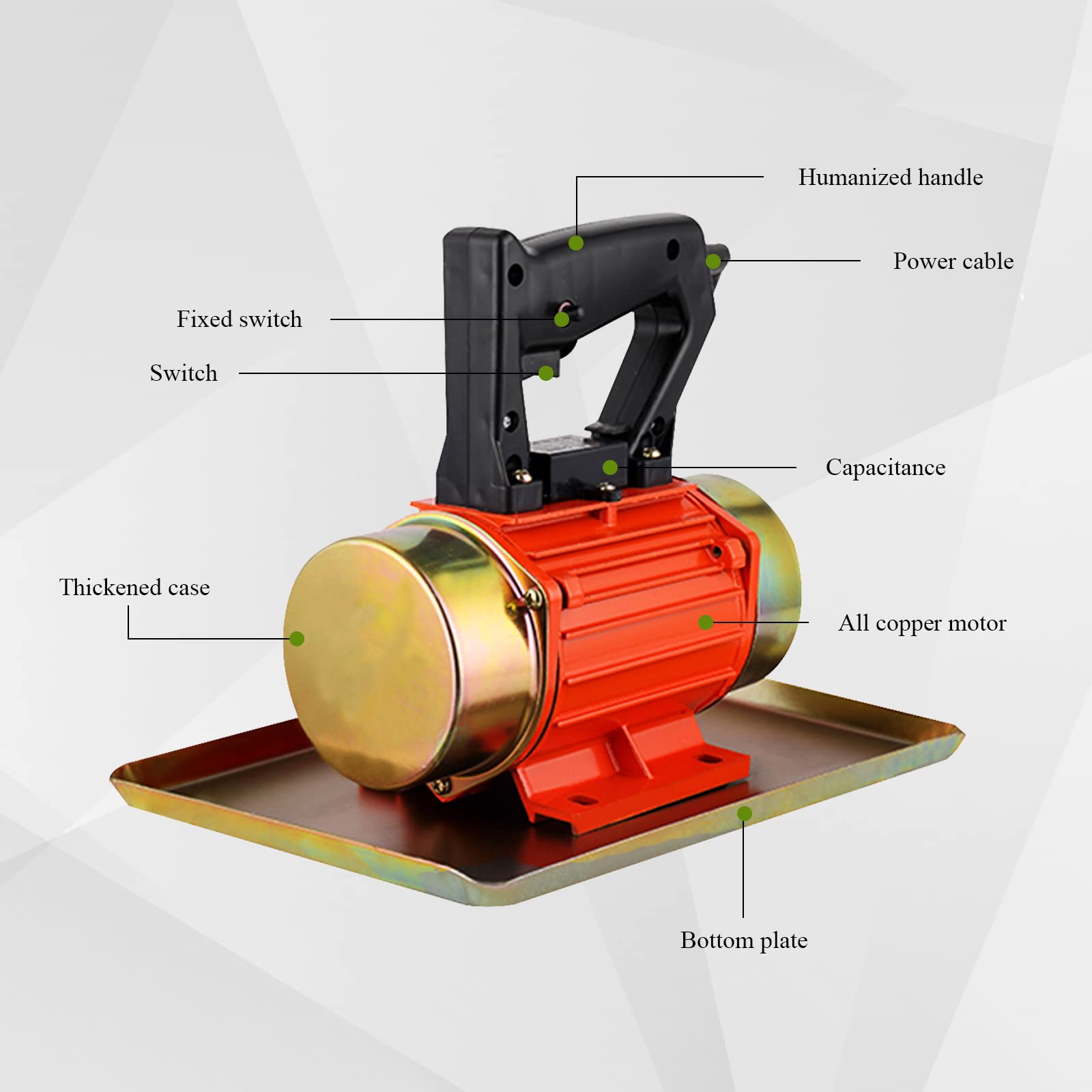 MXBAOHENG Vibratore per Cemento Vibratore per calcestruzzo 250W 2840rpm 220V Vibratore per piastra piatta in calcestruzzo Macchina vibrante per calcestruzzo vibrante per calcestruzzo manuale (rosso)