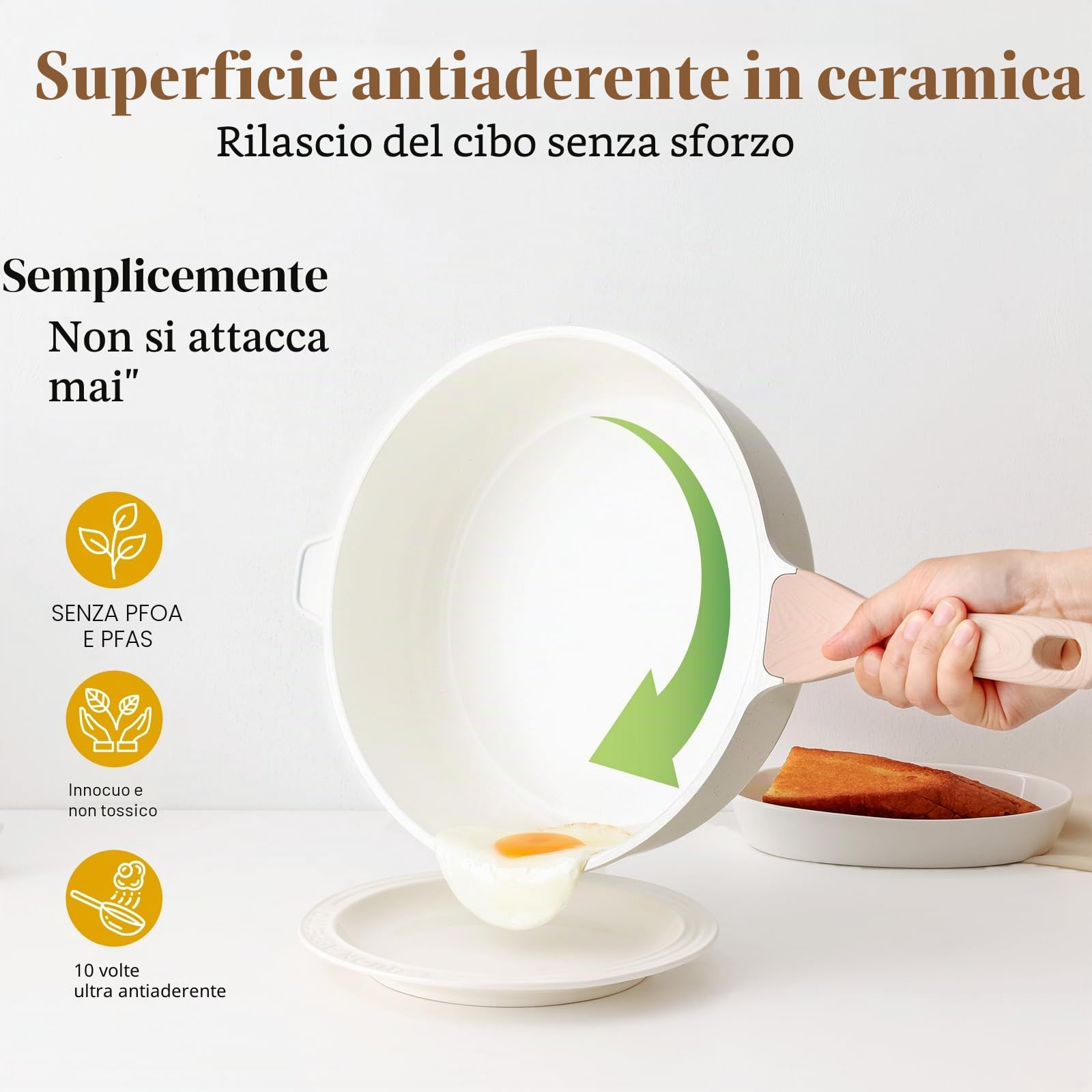 Kordisen Padella Antiaderente in Ceramica Profonda per Friggere, 30 cm Padella Grande Non Tossica con Coperchio, Cucinatore Jumbo Salutare, Padella per Saltare per Cucinare, Pentole a Induzione, Senza
