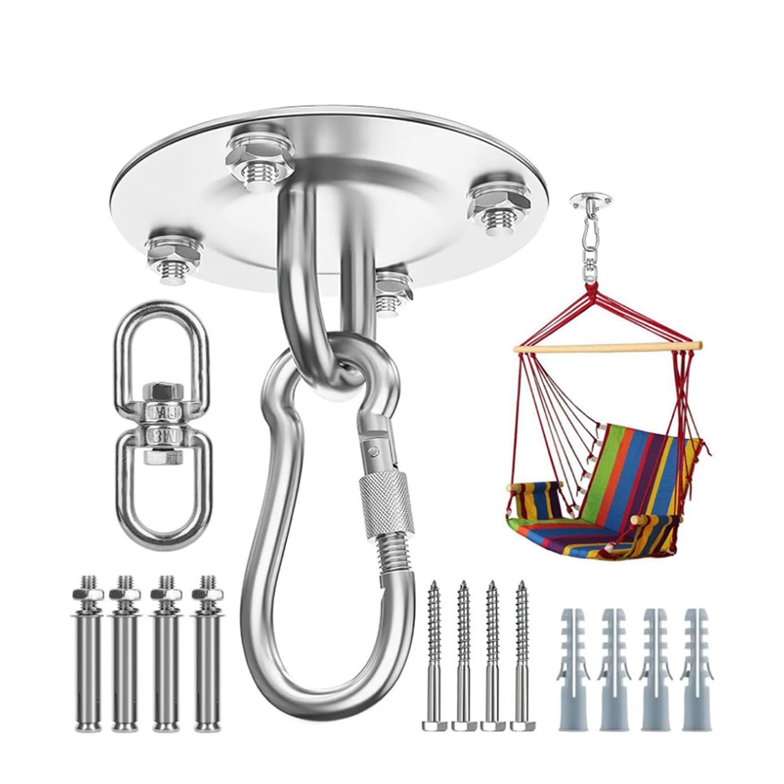 PANGBOER Soporte de techo de acero inoxidable con gran capacidad de carga para asientos de columpio, hamacas, hamacas, juego de colgar con instalación