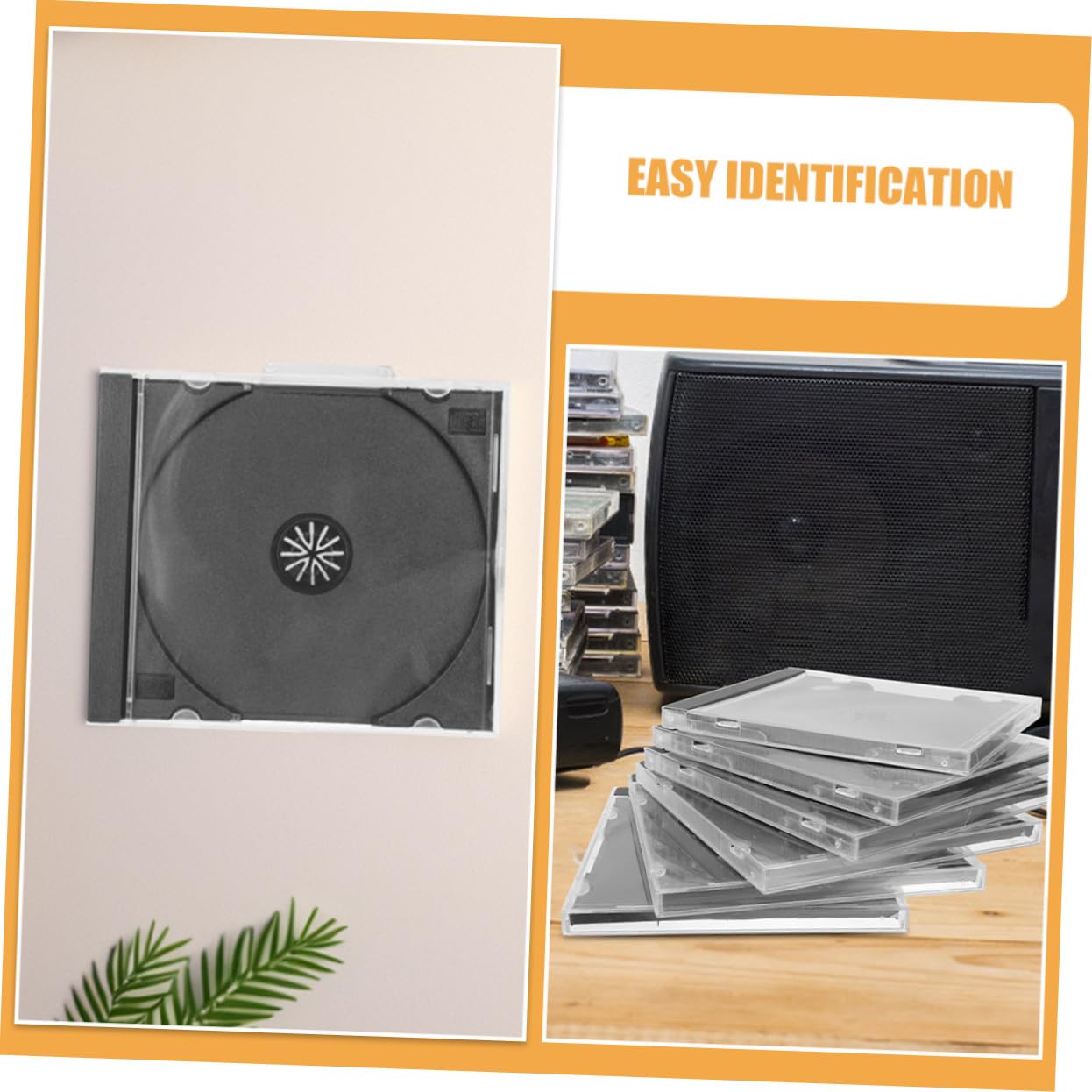 Mikikit Custodia per CD e Dvd in Plastica Trasparente 10 Pezzi Vassoio Nero, Protezione Dischi e Facile Identificazione, per Case e Uffici