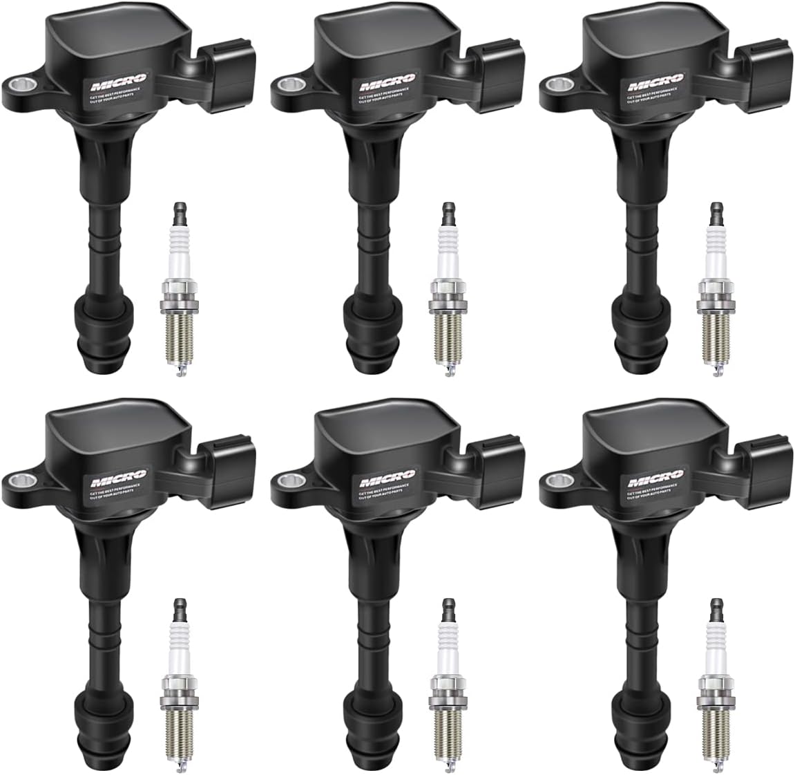 Micro Set of 6 Ignition Coils Pack UF349 & 6Pcs Iridium Spark Plugs 4469 Compatible with Altima Maxima Murano Pathfinder Quest Infiniti I35 QX4 Replacement for C1406 5C1403 22248-8J115