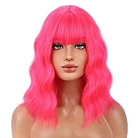 Vista 14 de Peluca BERON sintética con flequillo, para mujer y niña, 35,5 cm de largo, de pelo corto ondulado, elegante