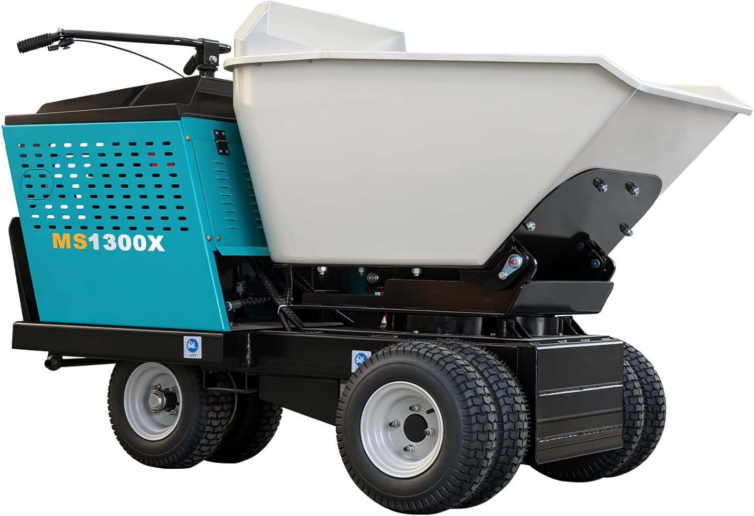 MMS 2866Lbs Capacity Power Wheelbarrow 21 Cu.Ft Bucket, 420cc 13.5HP E-Start Power Buggy, 180° Dump Angle Hydraulic Dump Cart for Concrete, Garden, Farm, Landscaping, Construction