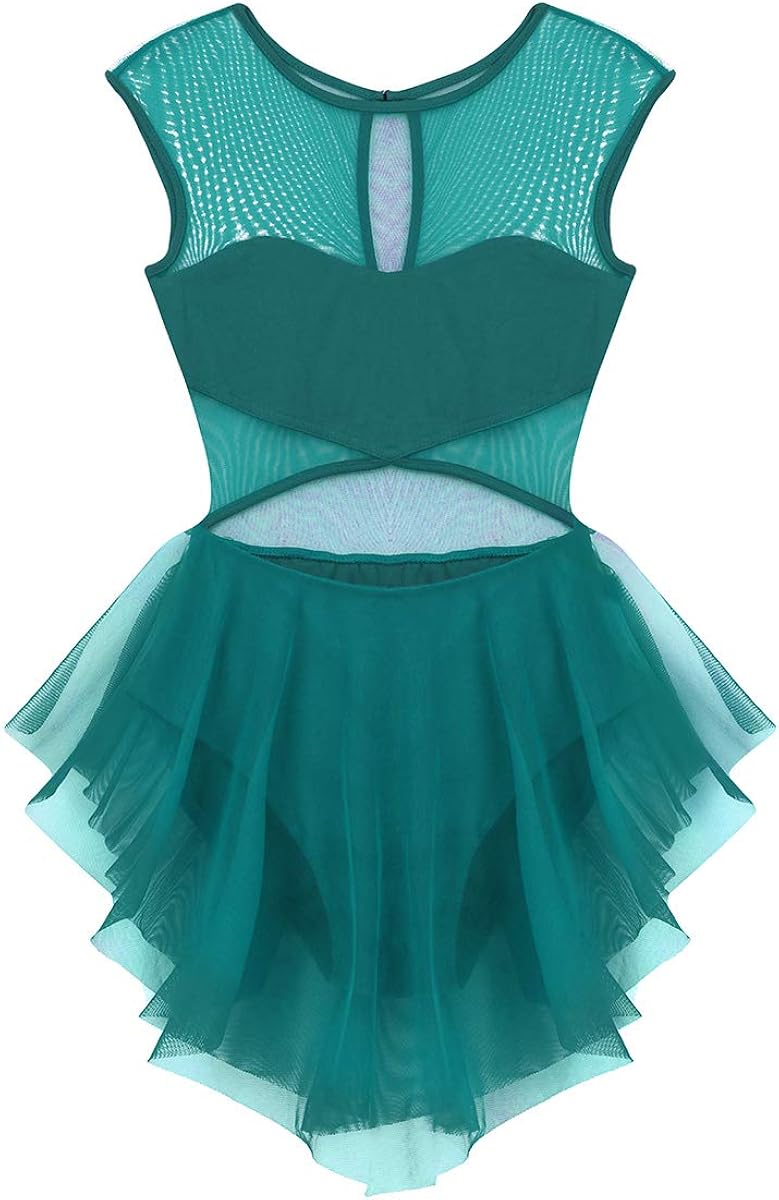 YOOJIA Adult Women's Lyrical Ballet Dance Dress Modern Dancewear Asymmetric Mesh Cutout Tank Dresses : Clothing, Shoes & Jewelry