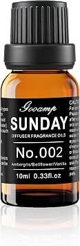 Gooamp SUNDAY-002 Diffuser Oil Essential Oils Blend | Lily/Vanilla/Ambergris,10mL 0.33fl.oz, for Water, Anhydrous, Reed, Cold Air, and Automobile Diffusers - Ideal for DIY Crafts