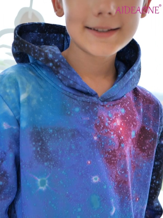 Kinder Kapuzenpullover 3D Druck | Für Jungen & Mädchen 6-16 Jahre | Mit Taschen