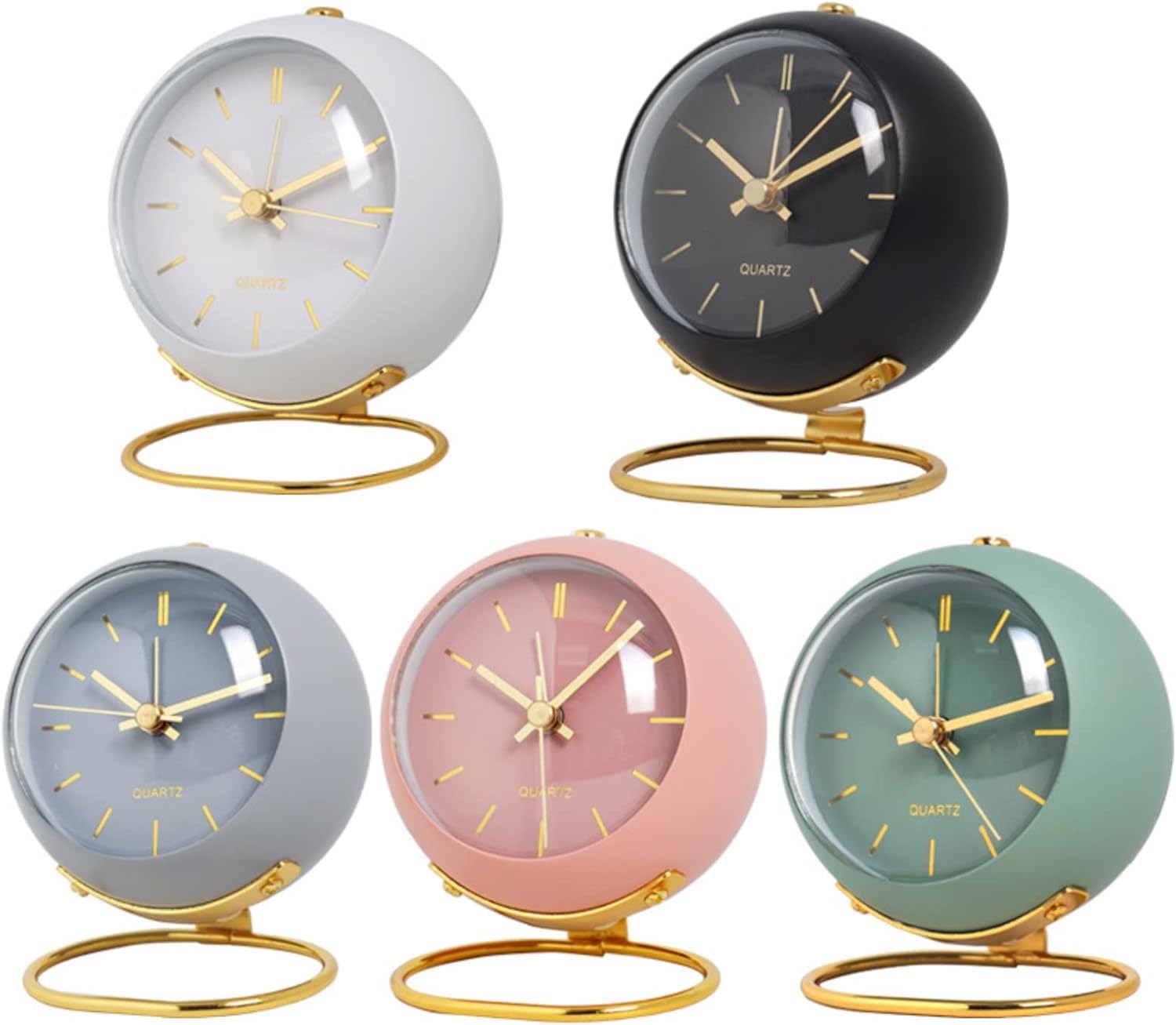 QIMIT Alloy Steel Silent Analog Table Clock, Nightstand Alarm Clock, Analog Alarm Clock with Light for Rooms, Table, Desk, Shelf, Office, Without Battery (Small Stand), 20 cm 3