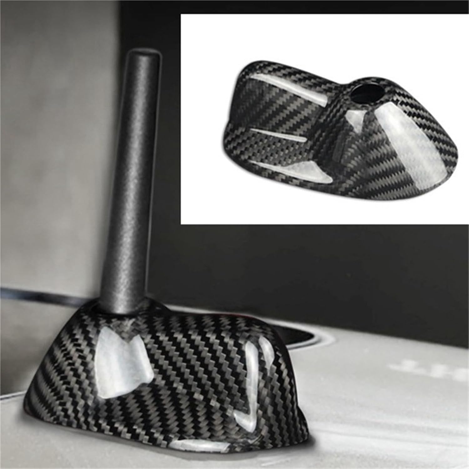 Carbon Fiber Roof Shark Fin Cover Trim Compatible with Mini Cooper Clubman R55 R56 2007-2013