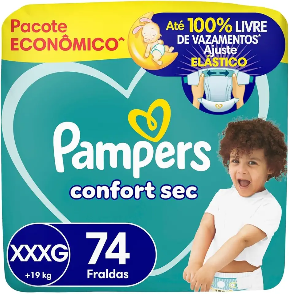 Fralda Pampers Confort Sec Tamanho XXXG 74 Unidades