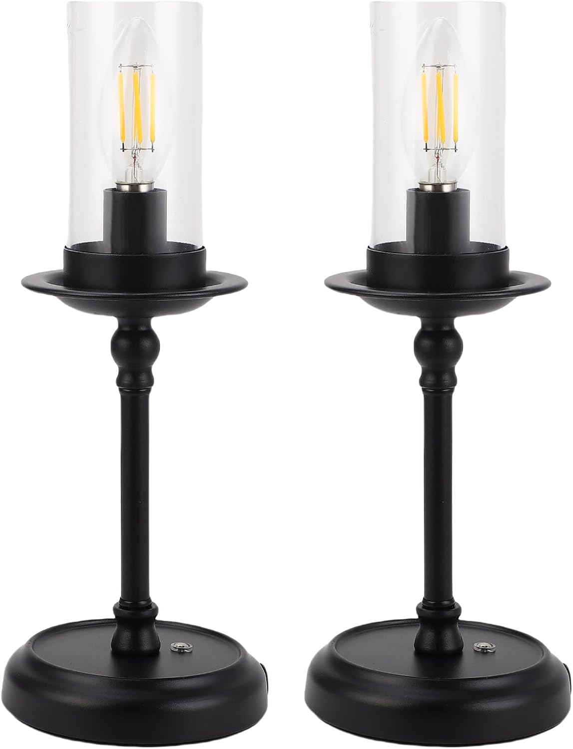 Stepless Dimmable Rechargeable Cordless Candelabra Lamp, Warm Light for Wedding Decoration, Clear Acrylic Lampshade Table (2 Pcs)