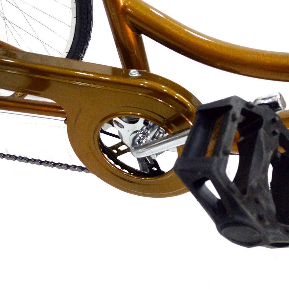 Minus One Triciclo Adulto Adulto Triciclo Bicicleta con 3 Ruedas Senior Bicicleta de Carga 24" 6 velocidades (Dorado sin luz)