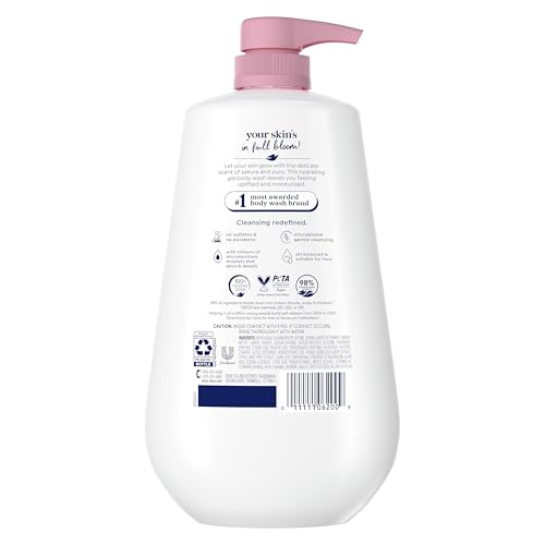 Dove 24hr Lotion Body Wash Uplift Sakura Blossom & Yuzu, 30.6 oz | Hydrating body wash with MicroMoisture and a floral citrus scent - Image 3