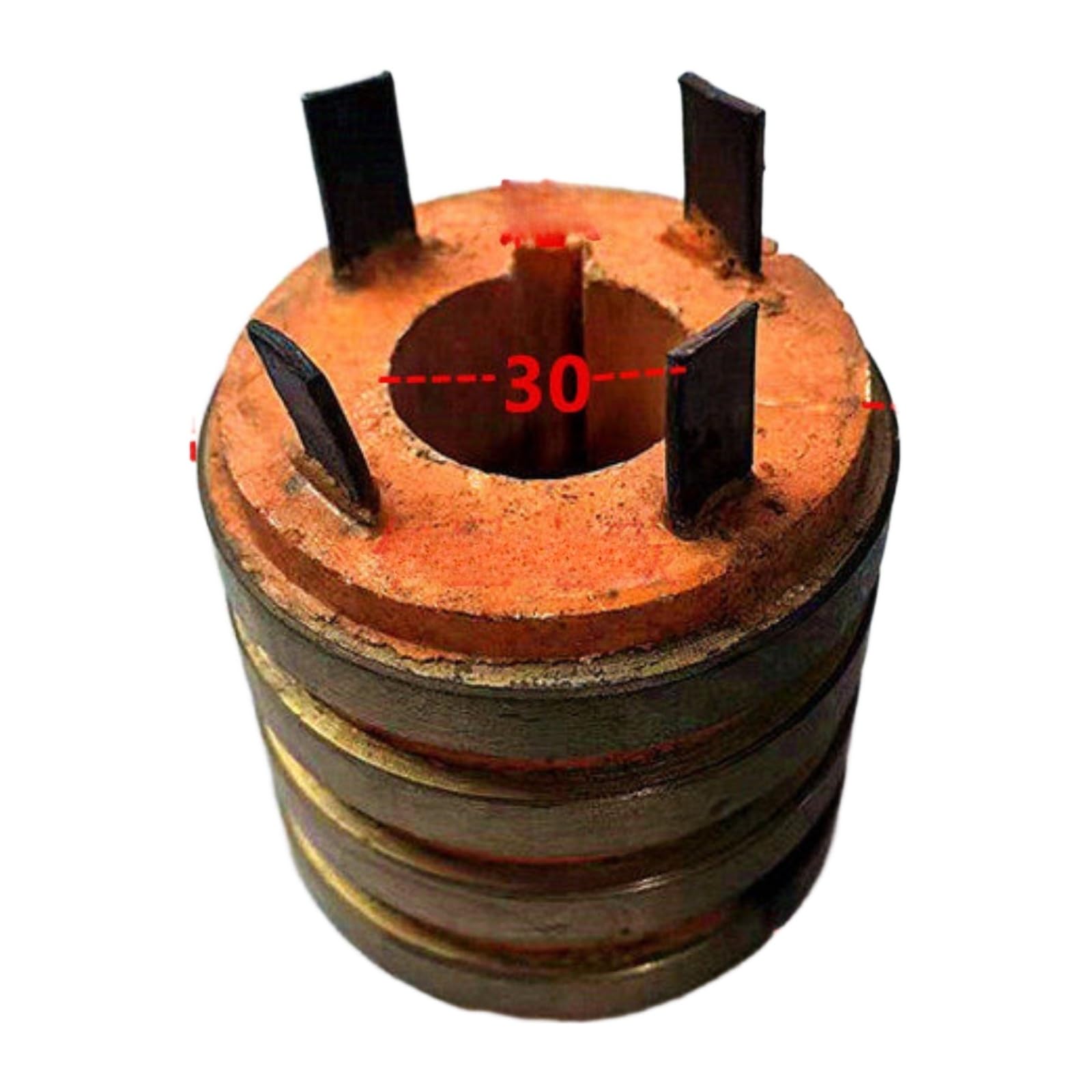 Anillo colector conductor, 4 circuitos | Dimensiones: 20/25/30X60X70/75/6X12X20; anillo de cobre; escobilla de carbón(Four-way inner hole 30 OD 70 H 74)