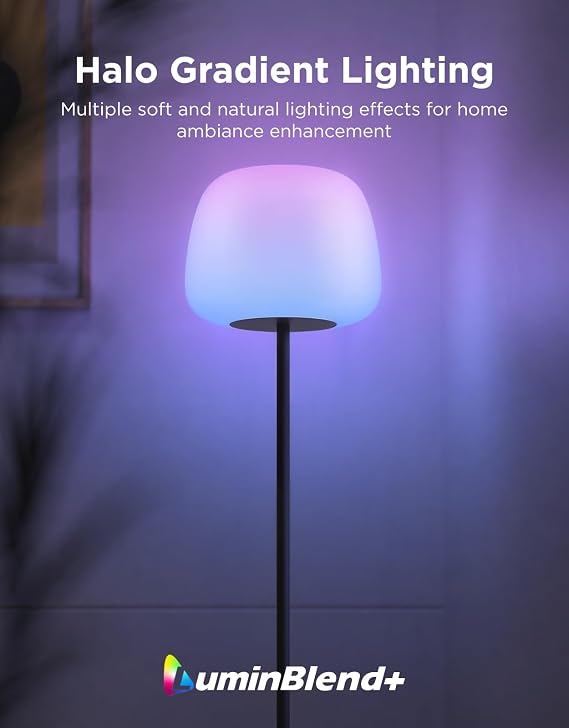 Govee Lantern Floor Lamp, Halo Gradient RGBIC Smart Corner Lamp with LuminBlend+, 1000K-10000K, Matter Compatible, 100+ Scene Modes, Music Sync, 1400lm, Modern Floor Lamps for Living Room, Black