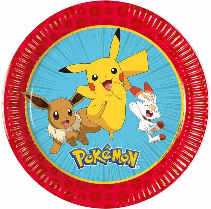Procos Pokemon Paper Plates Small 19.5 cm Cake Plate