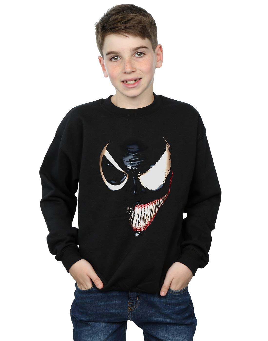 Marvel Boys Venom Split Face Sweatshirt Black 7-8 Years