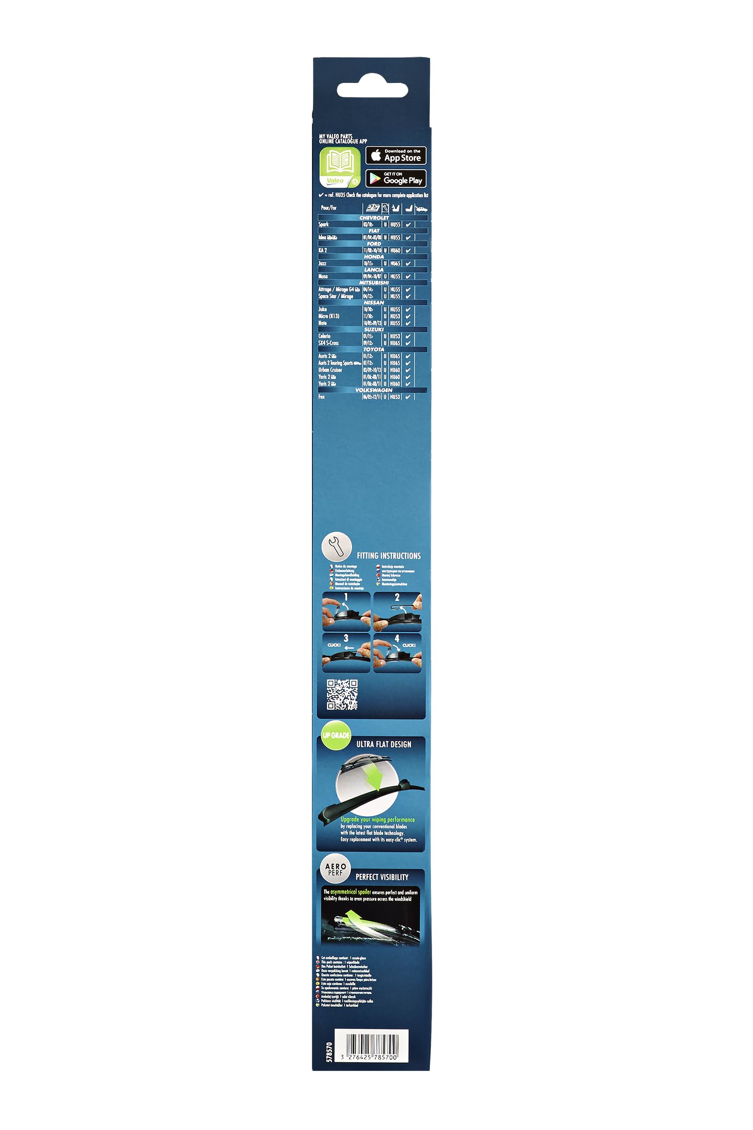 Valeo Hydroconnect Upgrade Silecek Toyota Corolla Hatchback/Seda (2019 ve sonrası), Hyundai Santa Fe (2015-2018) (350 MM) 578570