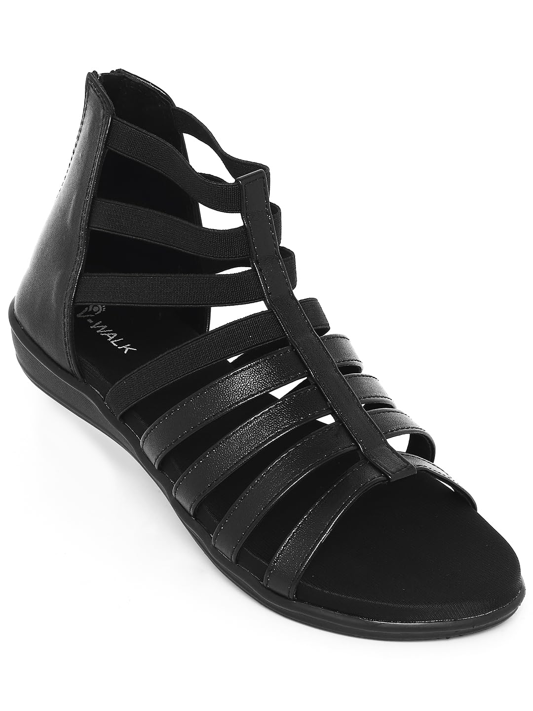 V-WALK Smart-Casuals Gladiator Flat Fashion Sandals | Womens High-Tops Sandals | College, Office, Shopping, Outdoor & Fashion Sandals for Women | Black (B0D466FPP7) Amazon Price History, Amazon Price Tracker