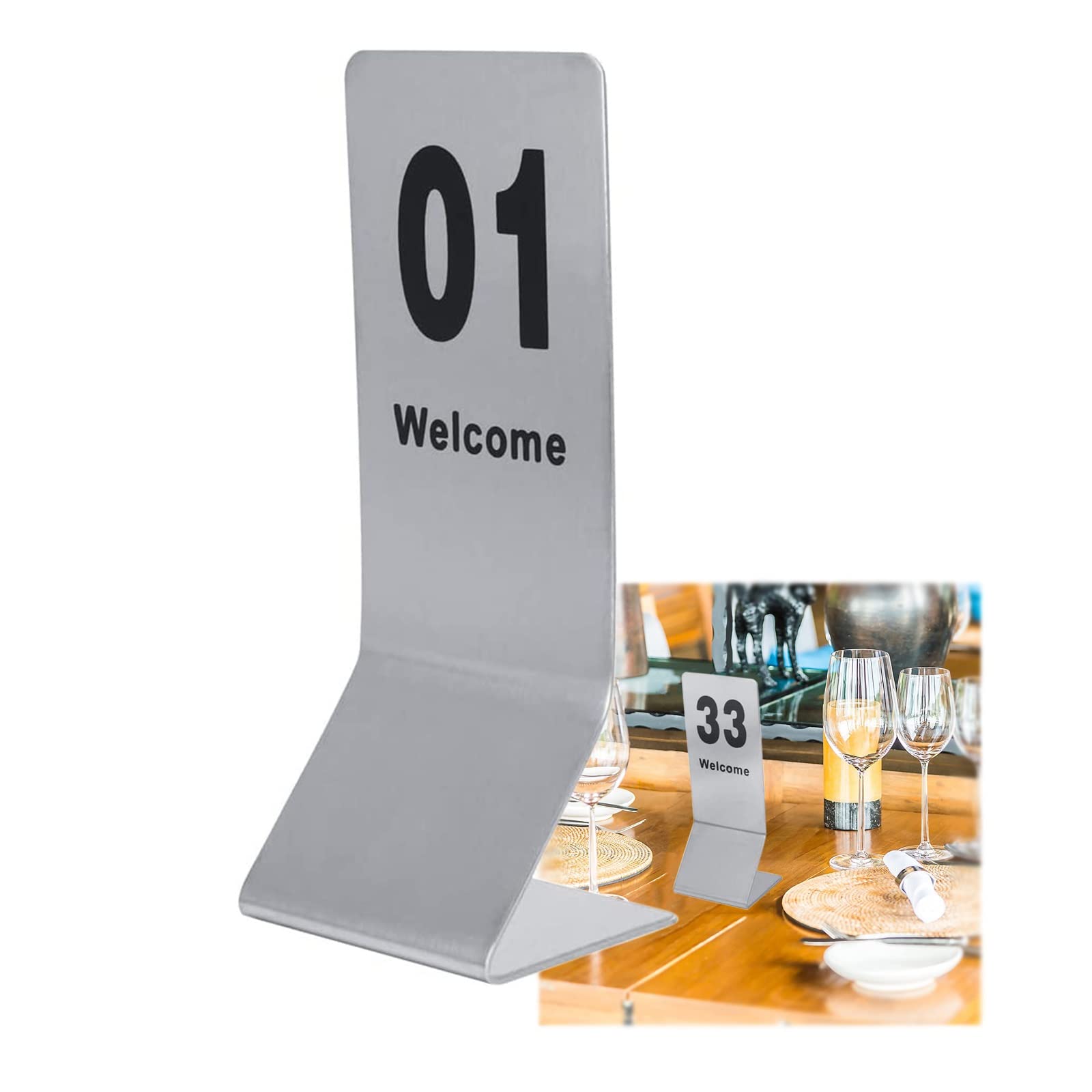 MBROS Números de Mesa de Doble Cara 1-25 1-50 Números de Mesa de Acero Inoxidable Carteles de Tarjetas para restaurantes, Bodas, Bares, Cartel Digital Reservado de Mesa