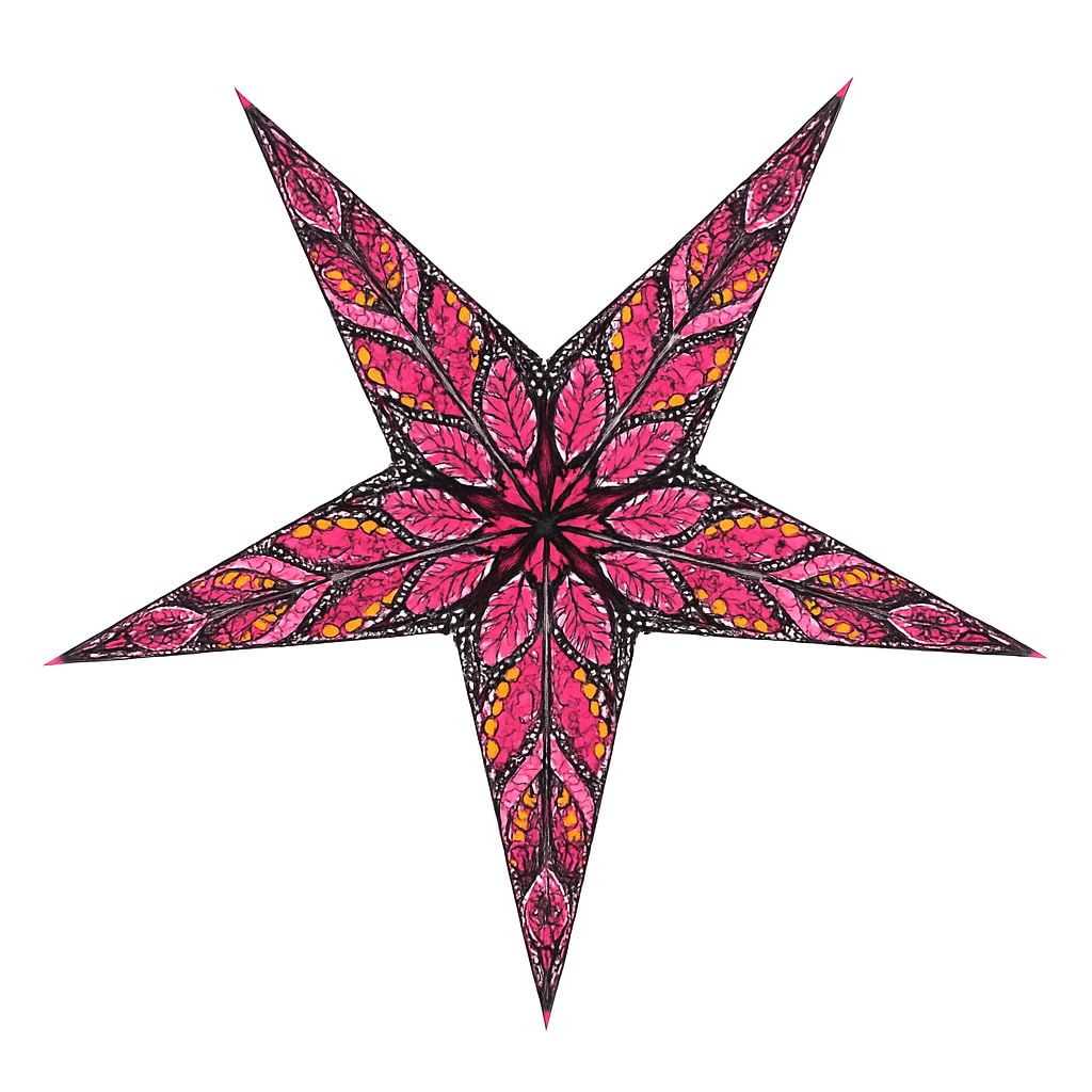 YEPSIO Lantern Lampshade Paper Star Light Shades Large 60cm Hanging Decorations for Christmas Wedding Home Decoration Birthday Party Foldable 5 Pointed Star (Glitter Black, Pink, Yellow) — image 1