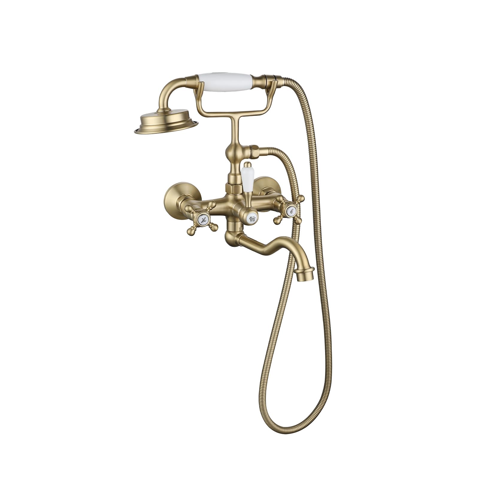 Robinet de douche chaud froid doré brossé anti-calcaire avec colonne rétro européenne