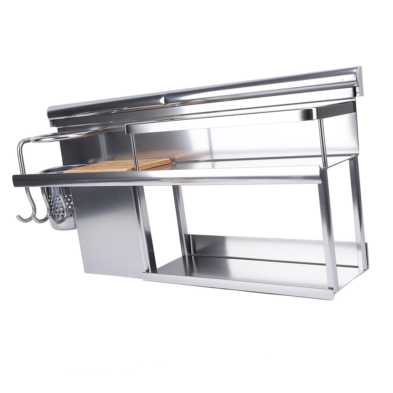 Organisateur de Cuisine Mural, Support pour Baguettes et Lames en Bois et Alliage d'aluminium avec Plusieurs Options de Rangement, Idéal pour Spatule, Cuillère, Couteau et Ustensile
