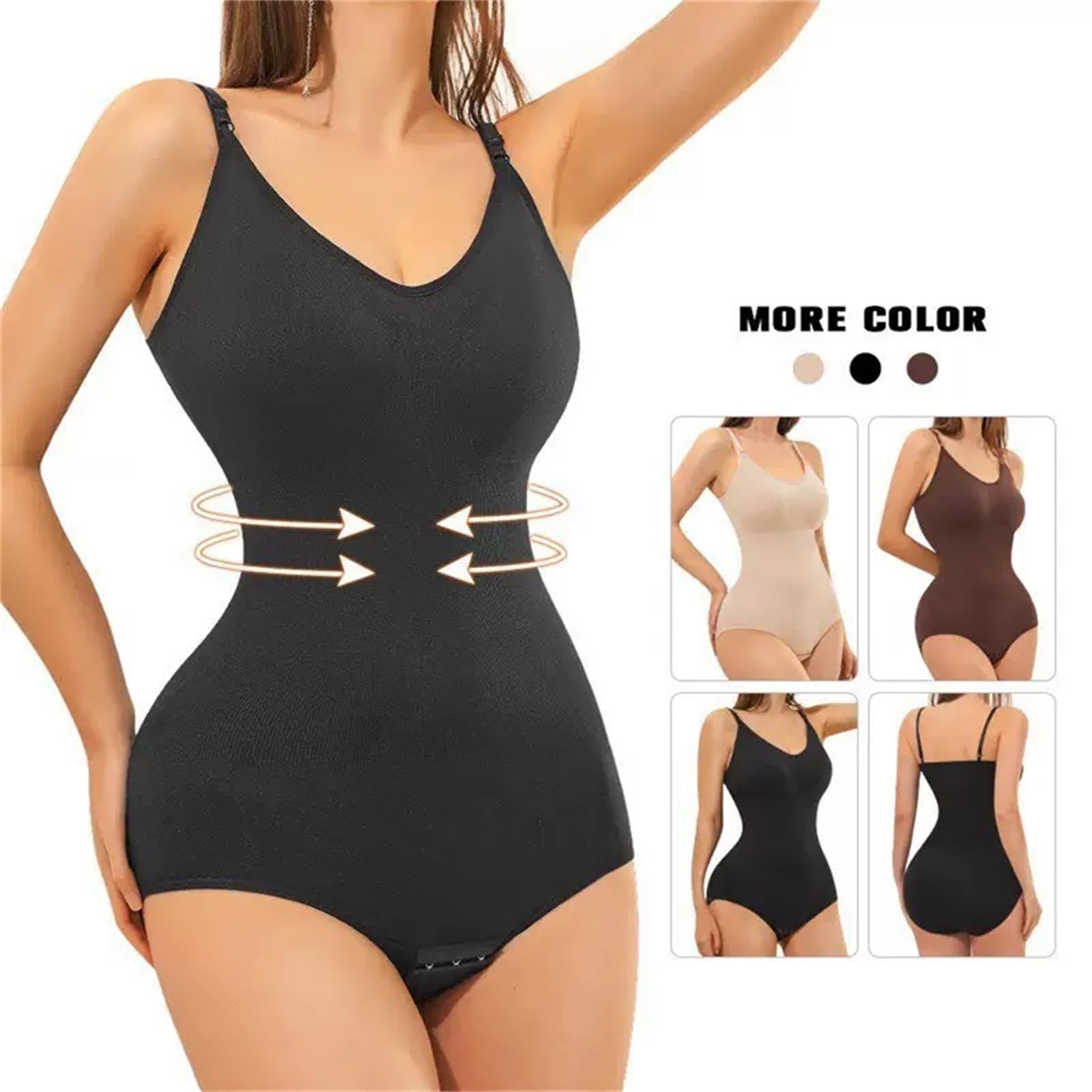 Fearless Body Contenitivo Donna, Body Modellante Pancia Piatta con Spalline Regolabili, Intimo Shapewear Elasticizzato per Uso Quotidiano