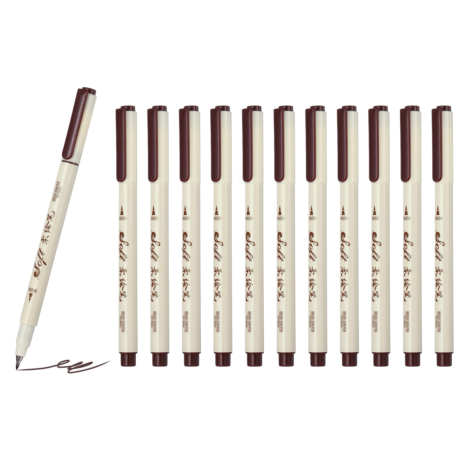 PATIKIL Fineliner Colored Pens, 12 Pcs Brown Felt Brush Tip Fineliner Marker Waterproof Ink Watercolor Coloring Book Art Supplies Set for Artist Journaling Scrapbooking