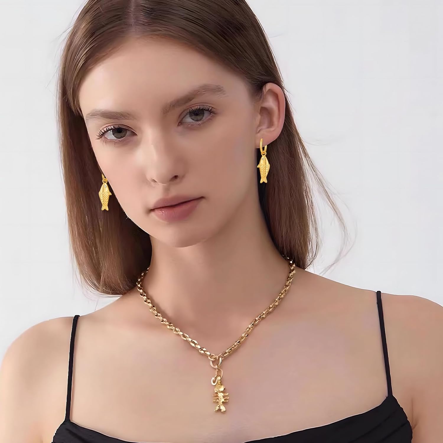 Fish Huggie Hoop Earrings Chunky Ocean Charm Fish Hoops Dangle Earrings for Women Trendy - Image 4