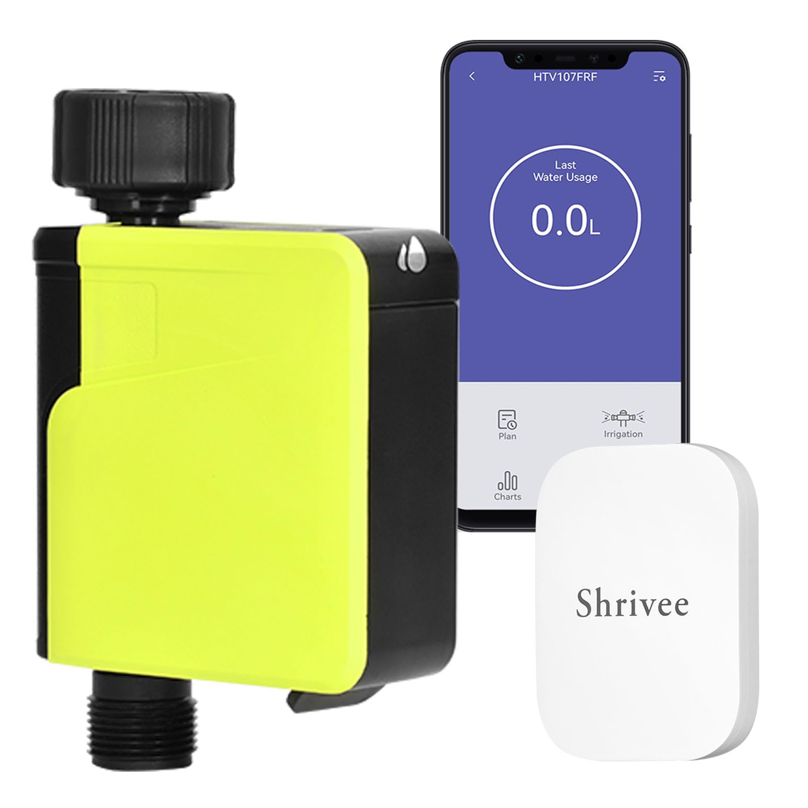 Ordenador de riego, Temporizador Inteligente de riego automático, Temporizador de Agua WiFi para aspersor de césped, con aplicación y Control del Consumo de Agua, para jardín