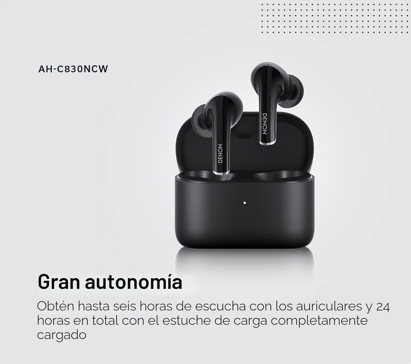 DENON Auriculares inalámbricos AH-C830WNC con Bluetooth y cancelación de Ruido, sintonización Soundmaster y hasta 24 Horas de duración de la batería, Negro