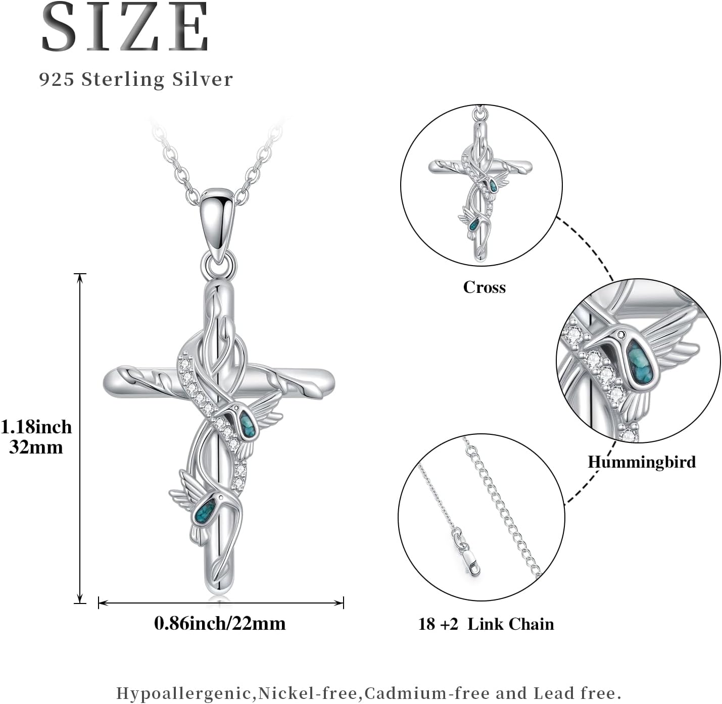 Cross Necklace 925 Sterling Silver Cross Pendant Christian Jewelry Catholic Gifts for Women Mom Friends - Image 4