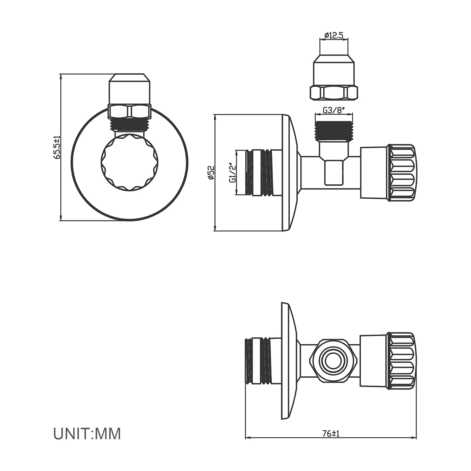 Ibergrif M22022-2 Valvola Angolare Autosigillante 1/2" x 3/8" Universale, Rubinetto Sottolavello in Ottone Cromato, Valvola Acqua Parete Resistente, Set 2 Pezzi per Cucina Bagno